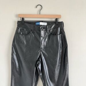 Old Navy | Black Faux Leather High Rise Straight Leg Pants